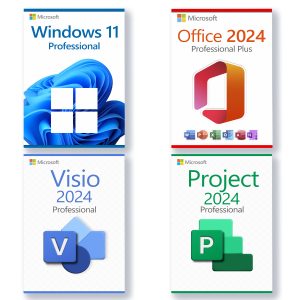 Microsoft Windows 11 Professional + Microsoft Project 2024 Professional + Microsoft Office 2024 Professional + Microsoft Visio 2024 Professional license for 3 devices