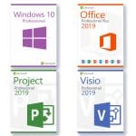 Microsoft Windows 10 Professional + Microsoft Visio 2019 Professional + Microsoft Project 2019 Professional + Microsoft Office 2019 Professional Plus License for 3 devices