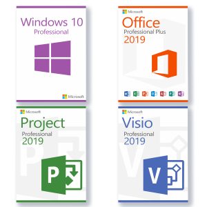 Microsoft Windows 10 Professional + Microsoft Visio 2019 Professional + Microsoft Project 2019 Professional + Microsoft Office 2019 Professional Plus License for 3 devices